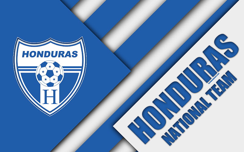 Honduras national football team material design, emblem, North America, blue white abstraction, logo, football, Honduras, coat of arms, HD wallpaper