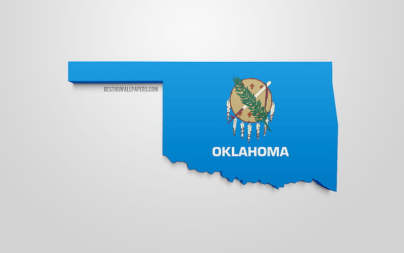 3d flag of Oklahoma, map silhouette of Oklahoma, US state, 3d art, Oklahoma 3d flag, USA, North America, Oklahoma, geography, Oklahoma 3d silhouette, HD wallpaper