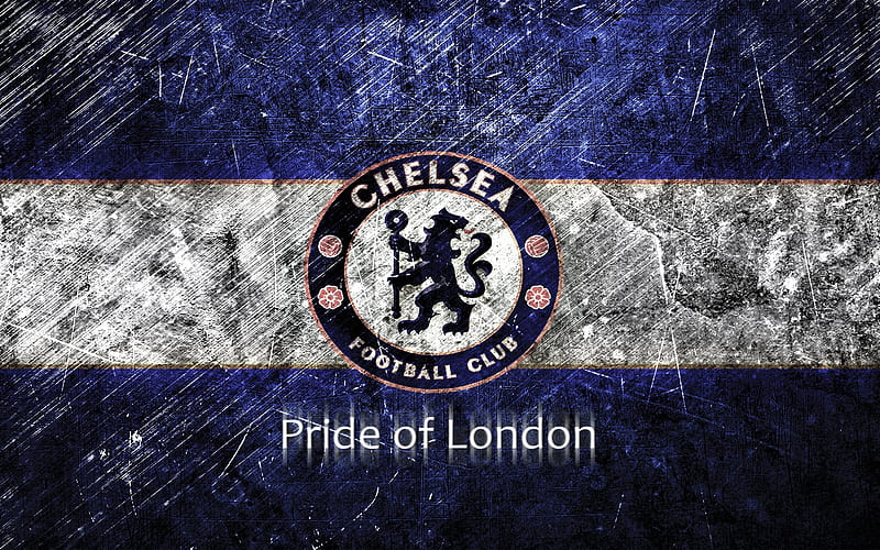 Chelsea, Premier League, London, metal texture, England, football, English football championship, HD wallpaper