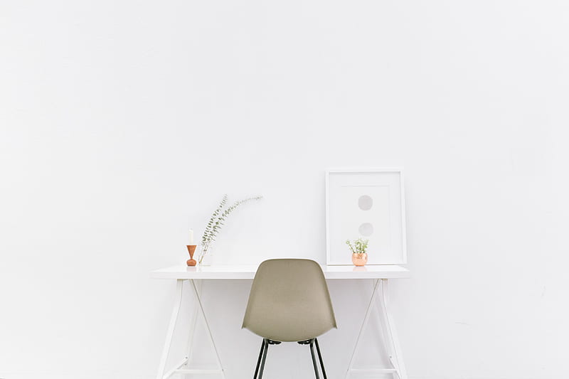 white wooden table near brown chair, HD wallpaper
