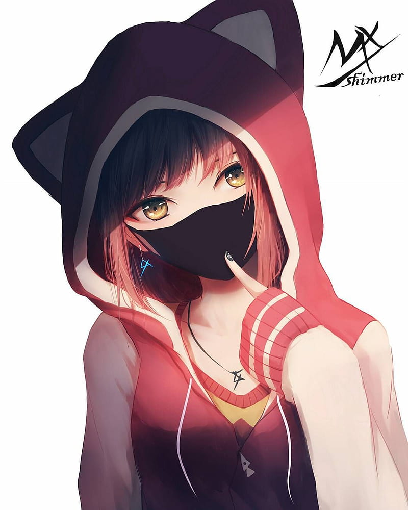 Download wallpaper 1280x1024 girl, eyes, glance, mask, anime