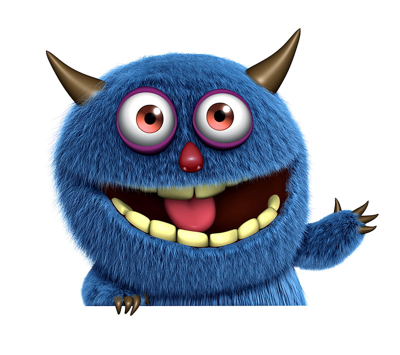 3D Monster, 3d, cute, face, funny, happy, monster, HD wallpaper