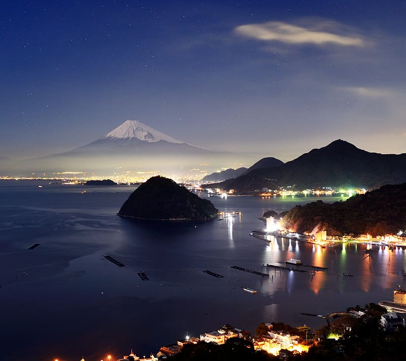 Night, , Japan, Volcano, Mount Fuji, Volcanoes, HD wallpaper