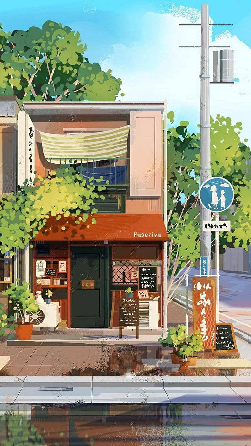 Japanese drawing, japan, japanese, japanese shop, japanesecafe, road, shop, street, HD phone wallpaper