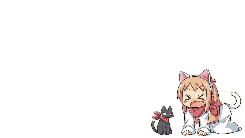 Nichijou, hakase, anime, black cat, sakamoto, cat ears, blue eyes, HD  wallpaper