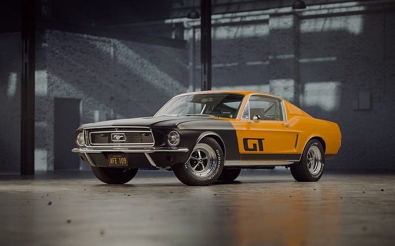 Ford Mustang, 1968, GT Fastback, AFE 109, retro sports car, tuning, classic cars, Ford, HD wallpaper
