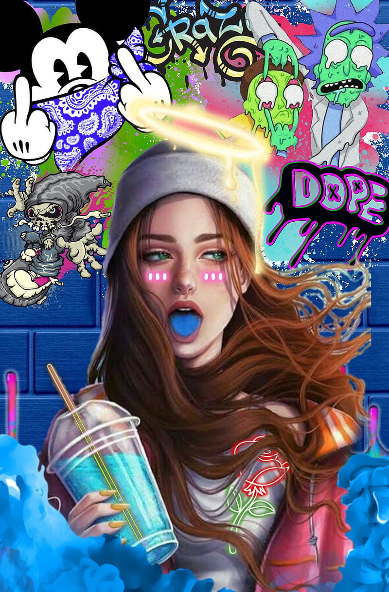 GRAFFITI, girl, stickers, HD phone wallpaper | Peakpx