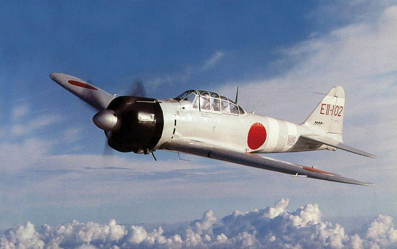 A6M2 Mitsubishi Zero., zeke, carrier fighter, mitsubishi zero, a6m2, imperial japanese navy, HD wallpaper