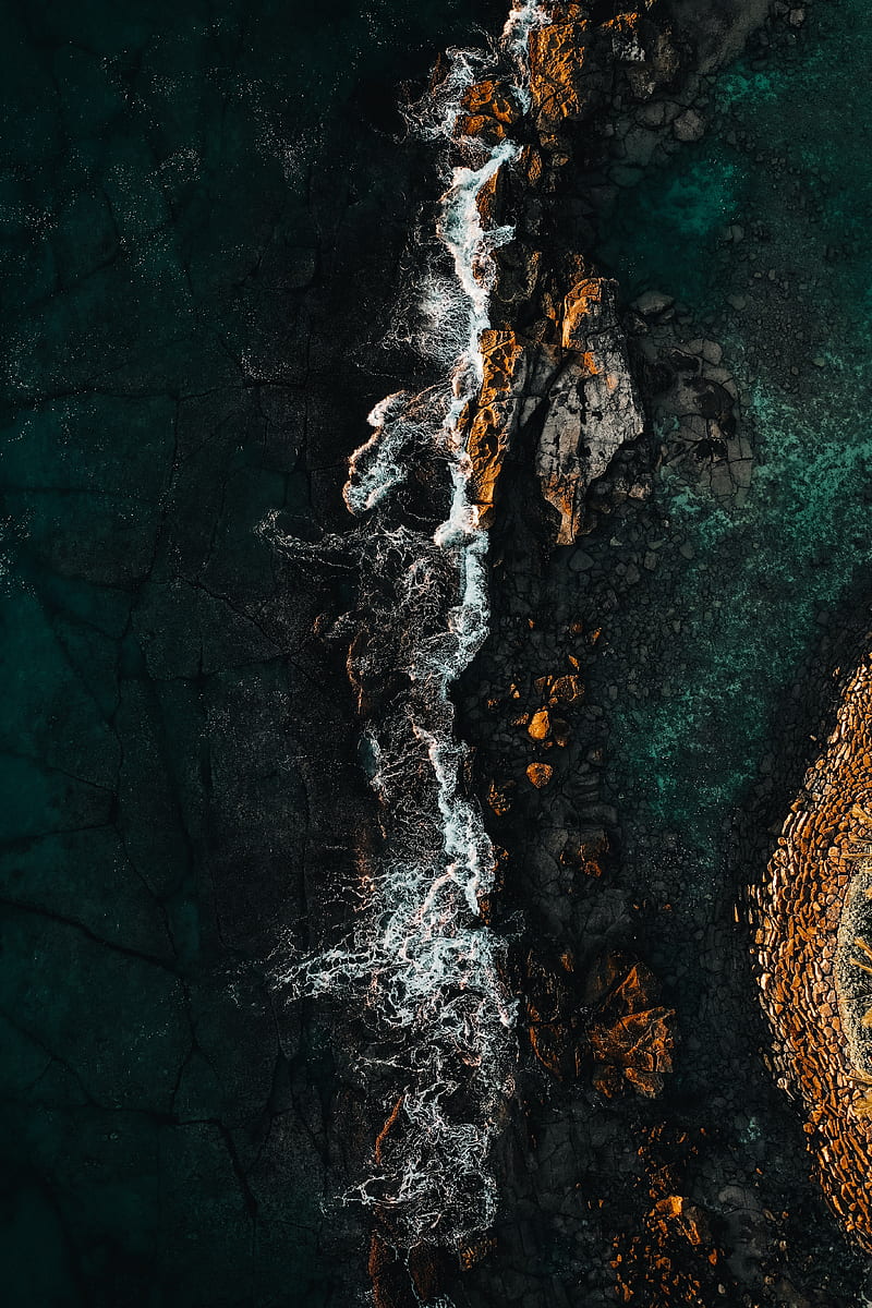 sea, rocks, aerial view, water, stones, HD phone wallpaper