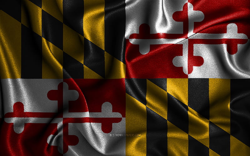 Maryland flag, silk wavy flags, american states, USA, Flag of Maryland, fabric flags, 3D art, Maryland, United States of America, Maryland 3D flag, US states, HD wallpaper