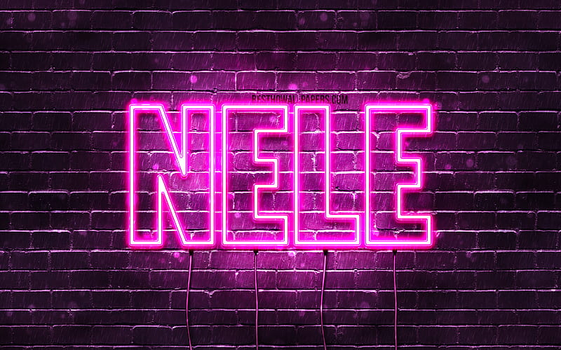 Nele with names, female names, Nele name, purple neon lights, Happy Birtay Nele, popular german female names, with Nele name, HD wallpaper