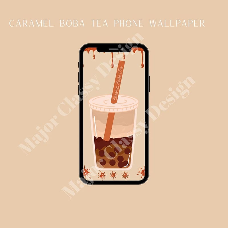 Caramel Boba Tea Phone Digital, Cute Boba, HD phone wallpaper