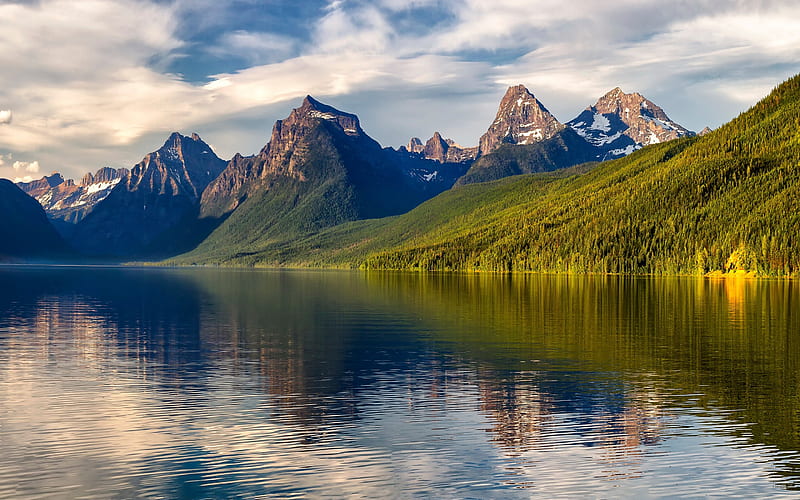 Lake McDonald, mountain lake, forest, mountain landscape, Glacier National Park, British Columbia, Canada, Montana, USA, HD wallpaper
