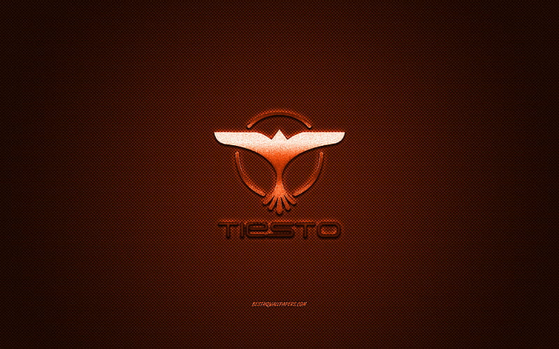 Tiesto logo, bronze shiny logo, Tiesto metal emblem, Dutch DJ, Tijs Michiel Verwest, bronze carbon fiber texture, Tiesto, brands, creative art, HD wallpaper