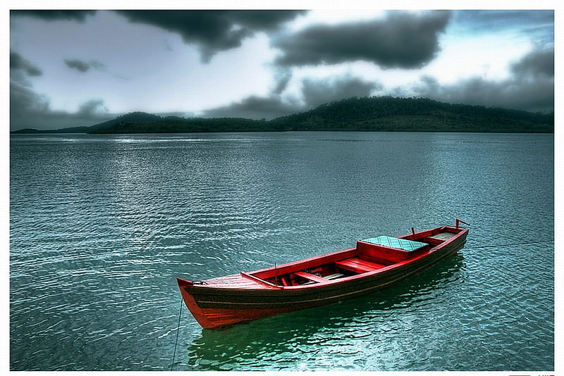 Alone Boat, alone, boat, river, bonito, HD wallpaper