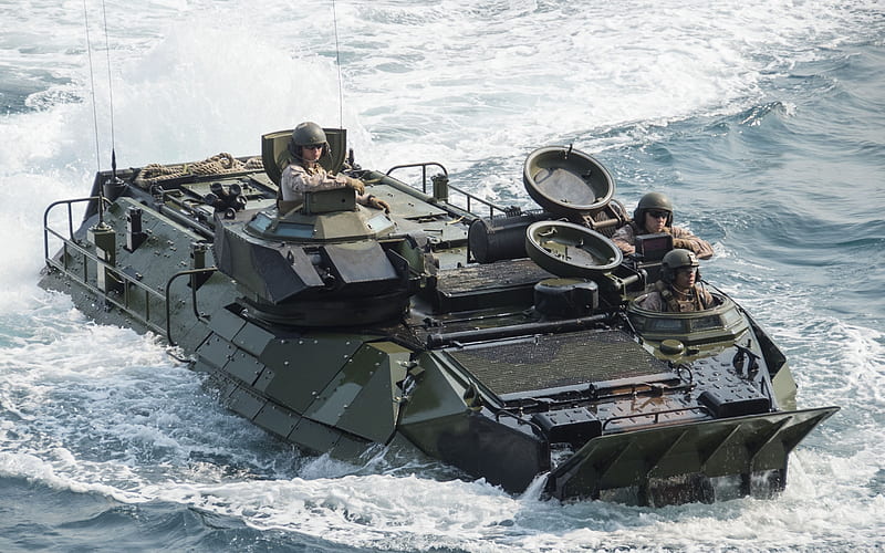 Amphibious Assault Vehicle 7, AAV-7, amphibious amphibious assault vehicle, US marines, FMC Corporation, military vehicles, USA, HD wallpaper