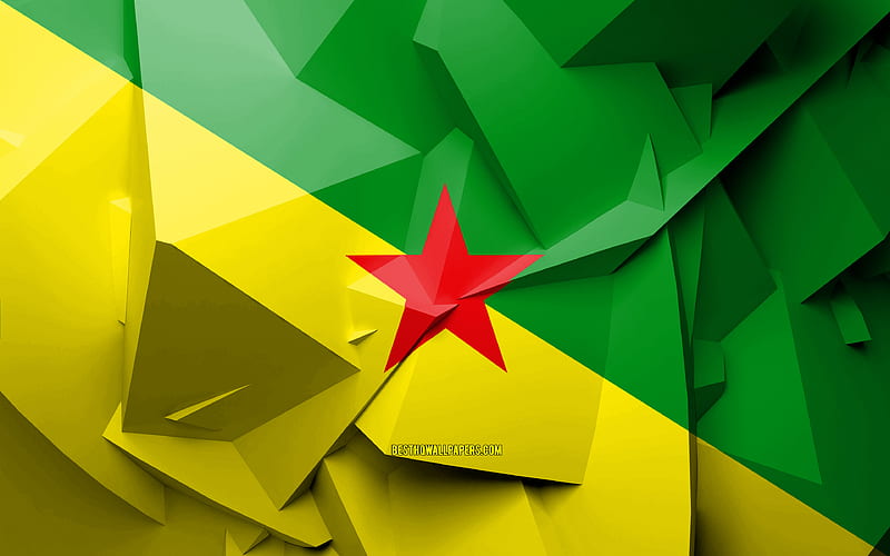 Flag of French Guiana, geometric art, South American countries, French Guiana flag, creative, French Guiana, South America, French Guiana 3D flag, national symbols, HD wallpaper