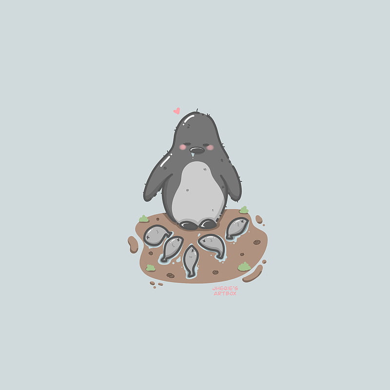 Kawaii penguin, black, cute, drawing, fish, illustration, kawaii, penguin,  stylish, HD phone wallpaper | Peakpx