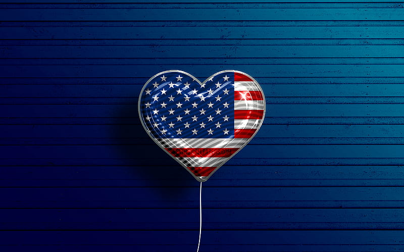 I Love USA realistic balloons, blue wooden background, North American  countries, HD wallpaper | Peakpx