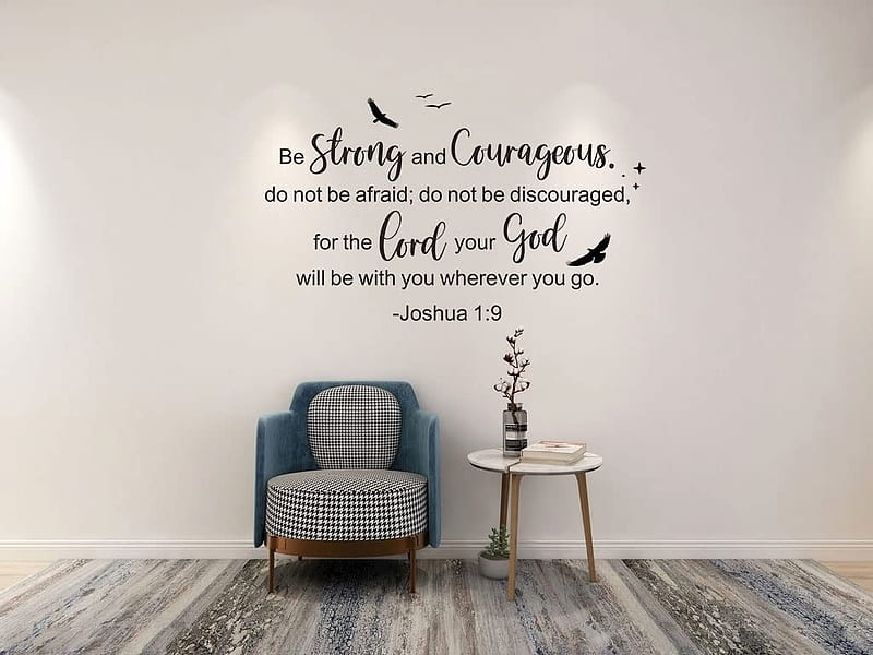 Be Strong and Courageous Christian Scripture Wall Decals for Kid's Room, Bible Verse Inspirational Quotes Wall Stickers, Bird Decor Religious Vinyl Mural for School Church : Tools & Home Improvement, Simple Bible Verse, HD wallpaper