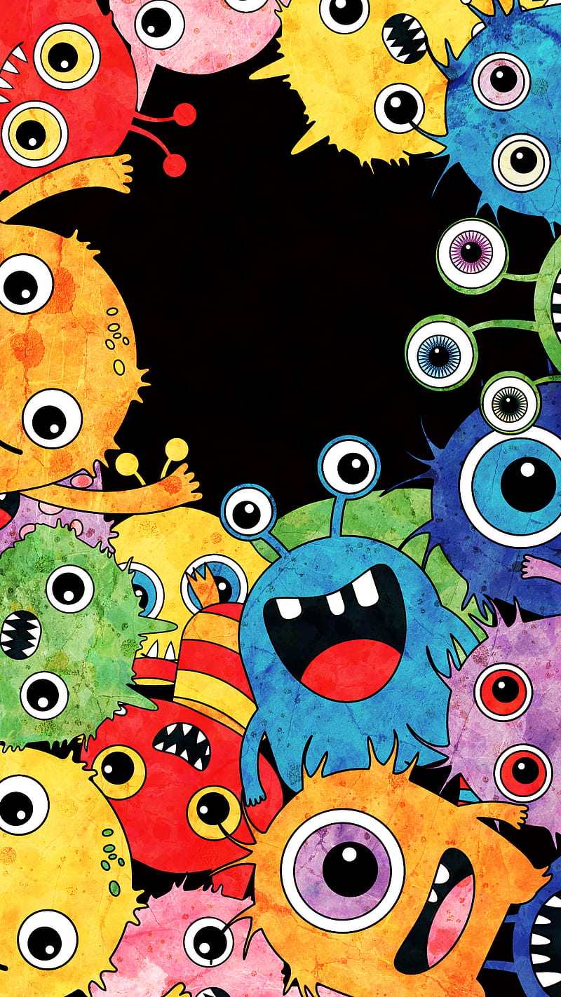 Fun Cool Scary Monster, Fun, Koteto, monster; pattern; kids; alien; animal; antenna; beast; cartoon; Halloween, HD phone wallpaper