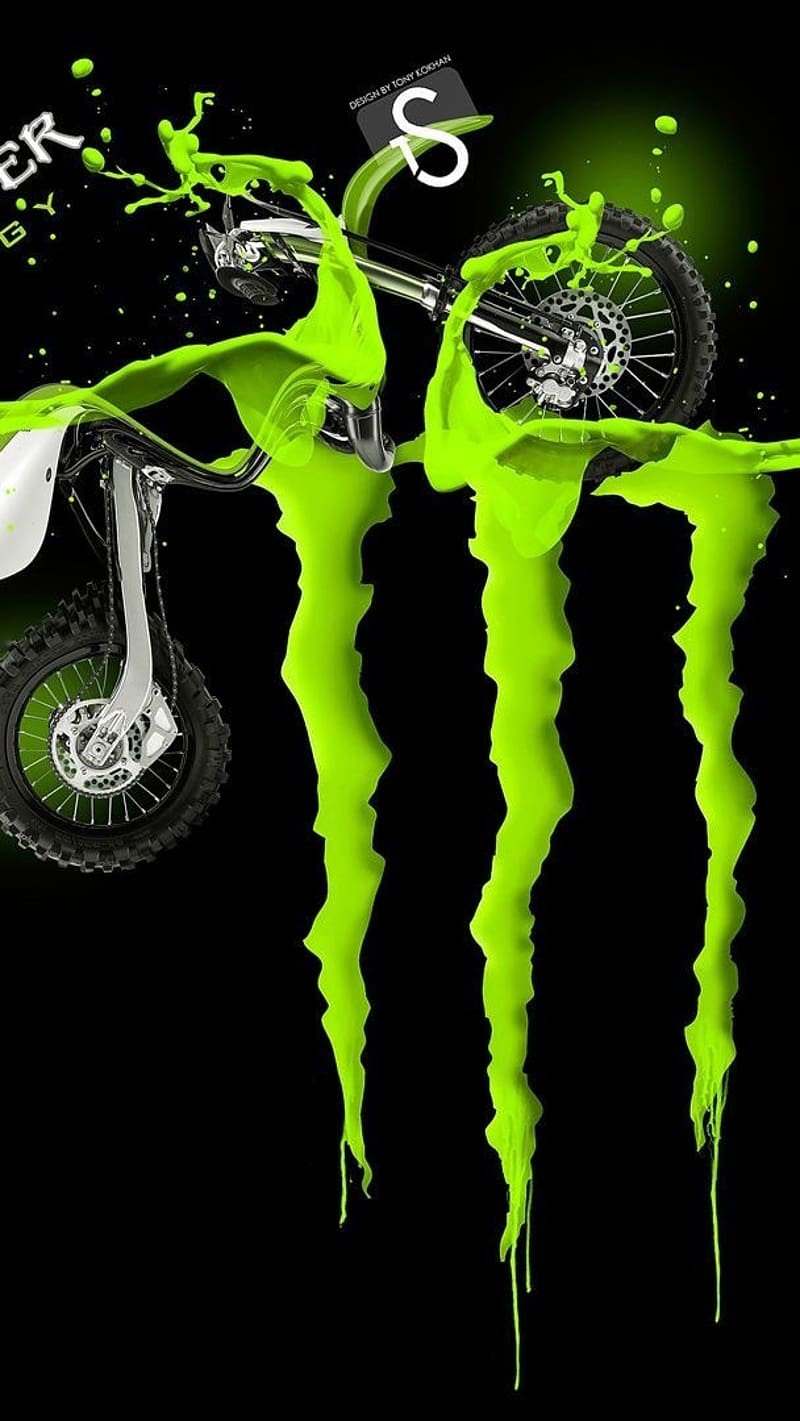 Monster Energy Bike, monster, symbol, logo, green, HD phone wallpaper