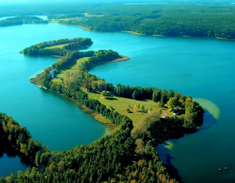 Poland Mazury, lakes, poland, forests, masuria, blue, HD wallpaper