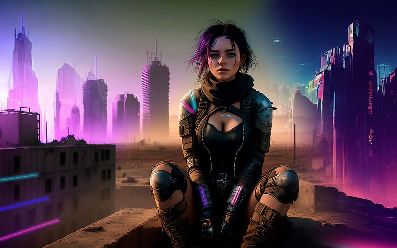 Cyberpunk Girl - Wallpaper [3574x2590] : r/Cyberpunk