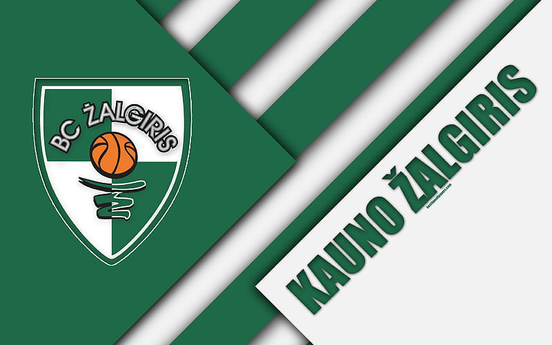 FK Kauno Zalgiris logo, Lithuanian football club, green white abstraction, material design, A Lyga, Kaunas, Lithuania, football, HD wallpaper