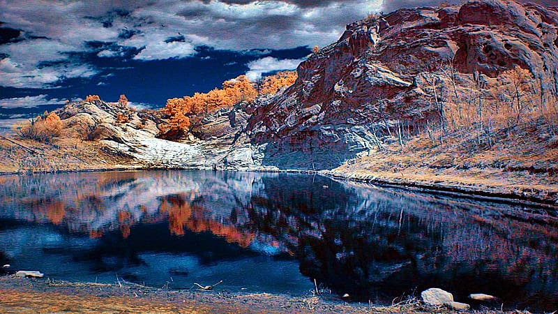 Alpine Lake in Colorado, clouds, reflections, usa, water, landscape, mountains, sky, HD wallpaper