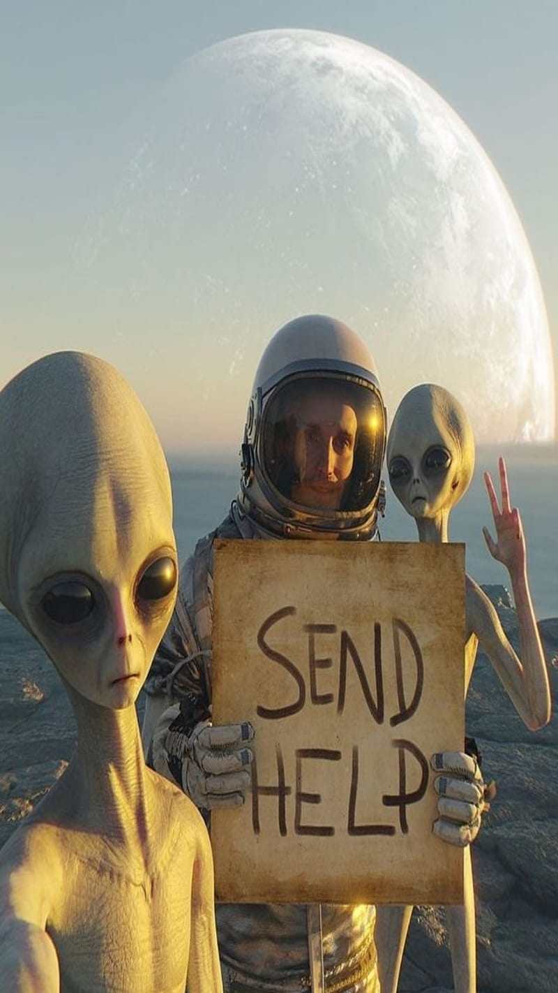 Alien capture, astronaute, ovni, space, ufo, HD phone wallpaper