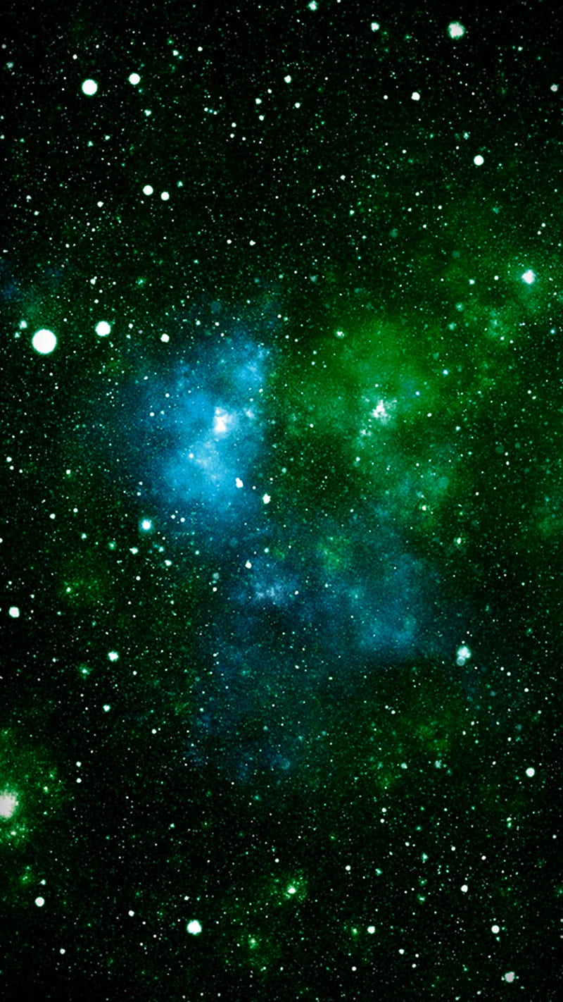 Green galaxy, night, space, rainbow, star, stars, sky, HD phone wallpaper
