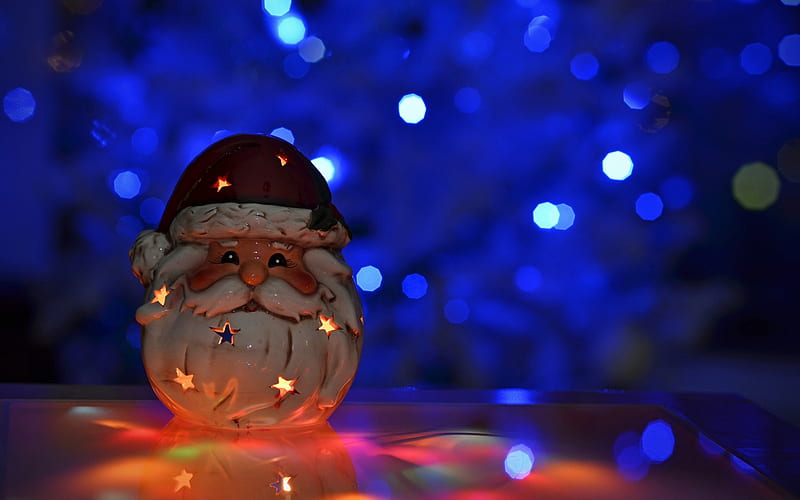 bokeh candle toy santa claus-Christmas, HD wallpaper