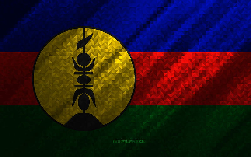 Flag of New Caledonia, multicolored abstraction, New Caledonia mosaic flag, New Caledonia, mosaic art, New Caledonia flag, HD wallpaper
