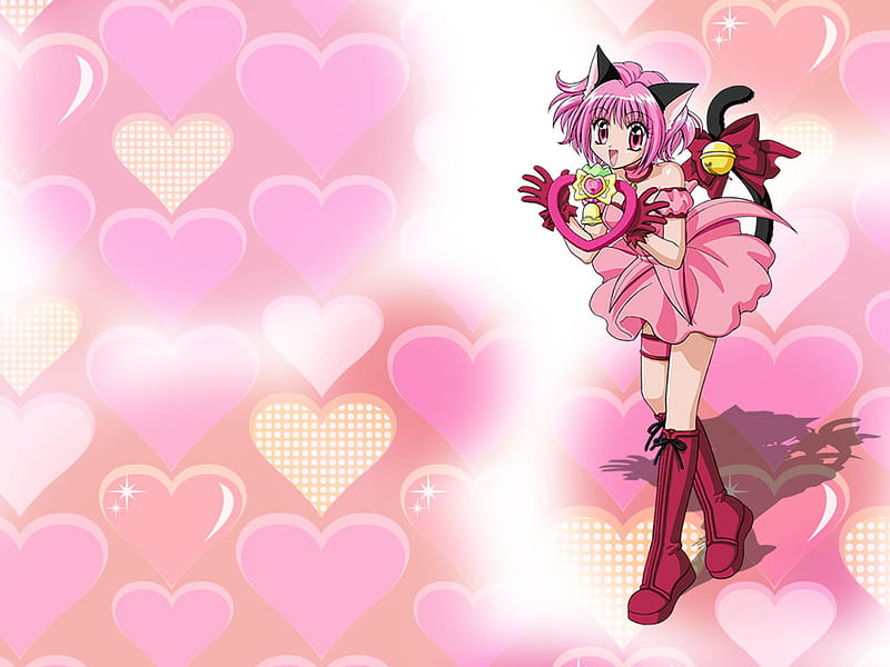 Mew Mew Ichigo, tokyo mew mew, anime, ichigo, mew mew power, corazones, momomiya, strawberry bell, HD wallpaper