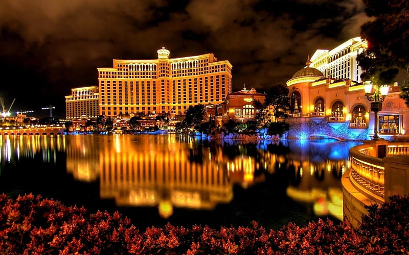 Las Vegas Hotels Night-Urban Architecture, HD wallpaper