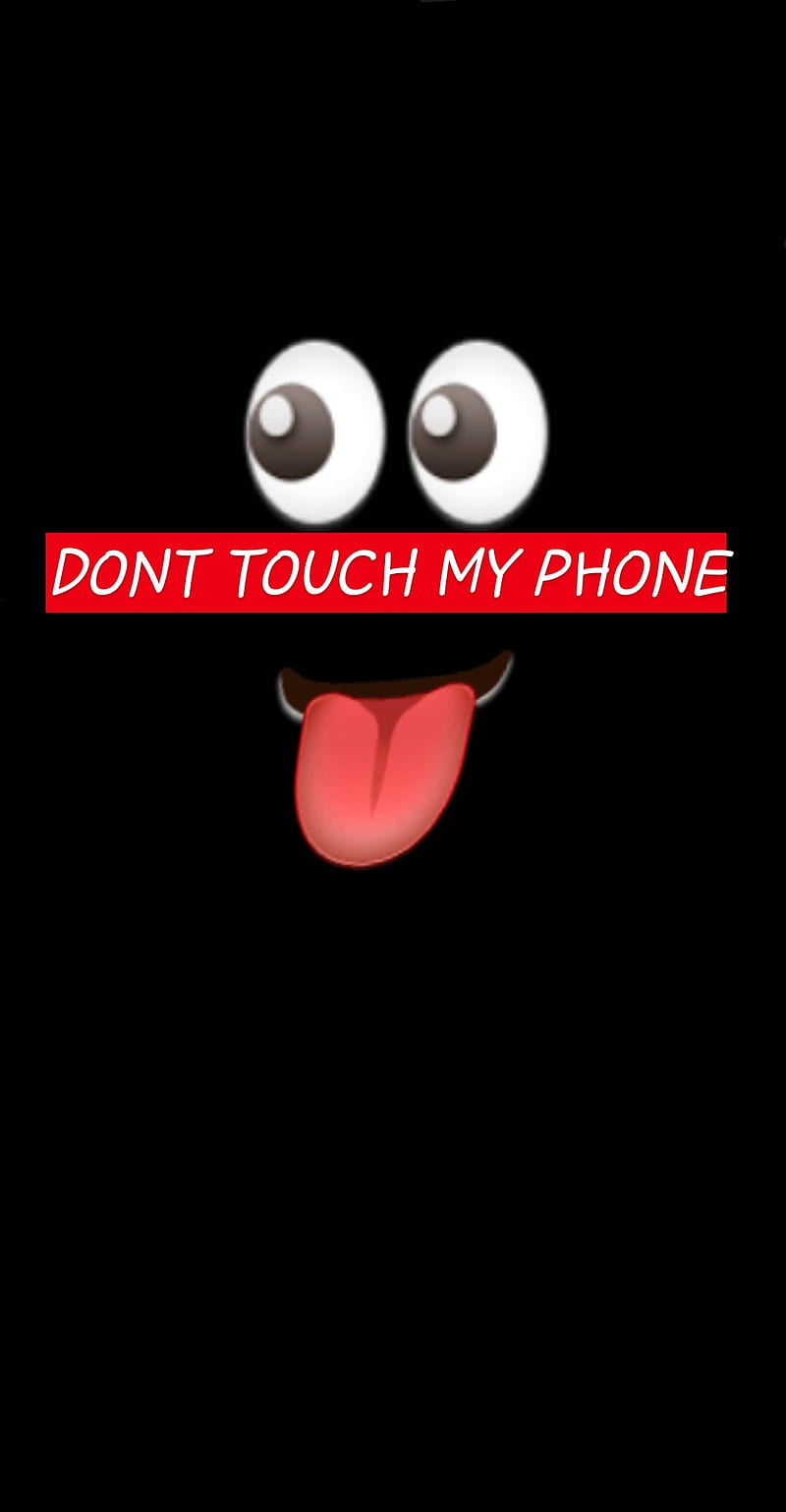 Dont touch my phone, black, emoji, HD phone wallpaper