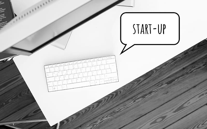 Start Up, laptop keyboard, Start Up concept, HD wallpaper