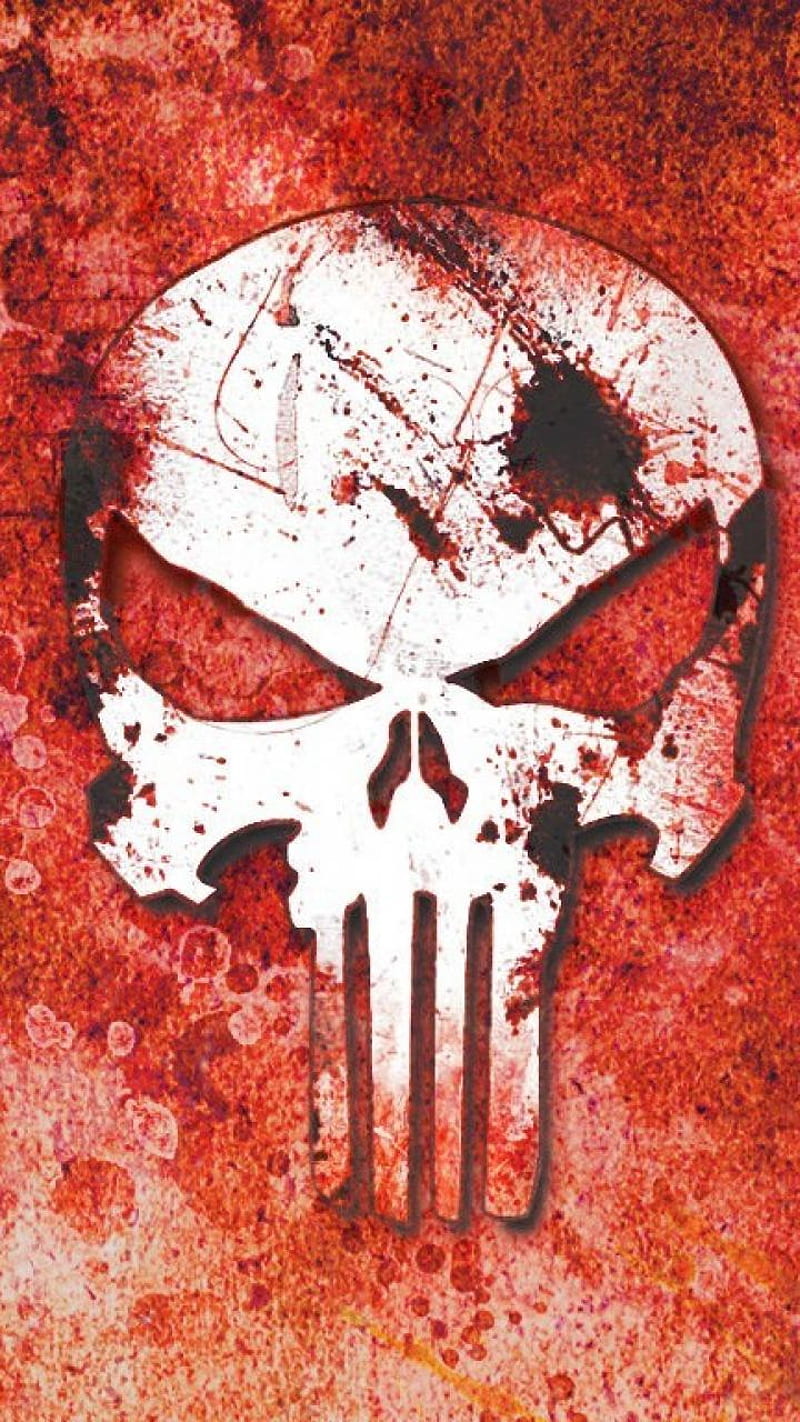 Bloody Punisher Logo, comicbook, frank castle, marvel, punisher, skull, HD phone wallpaper