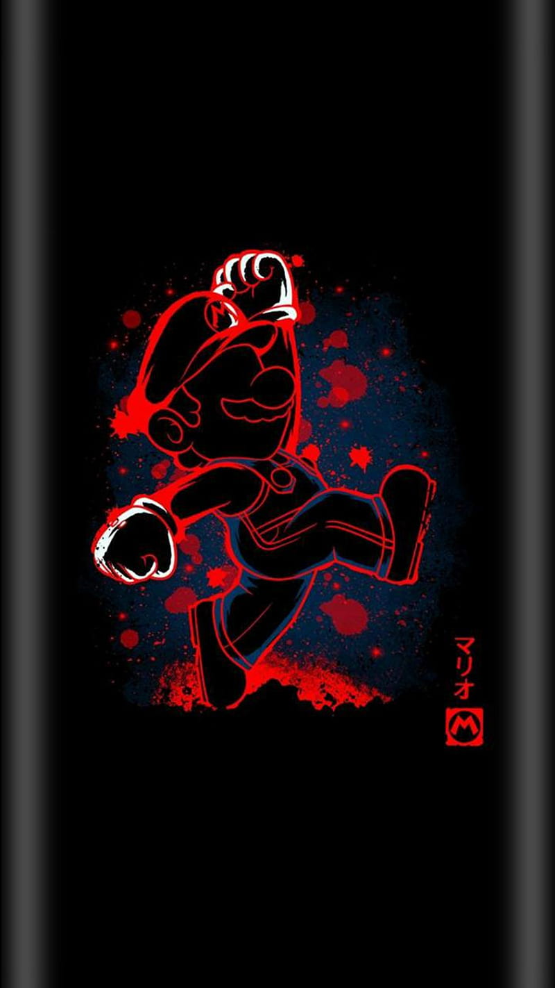 Super Mario, black, cool, games, gaming, platformers, red, rose, HD phone wallpaper