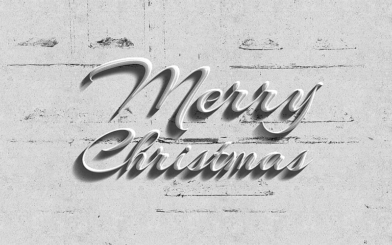 Merry Christmas, white letters, creative, white background, xmas decoration, retro typography, Merry Xmas, HD wallpaper