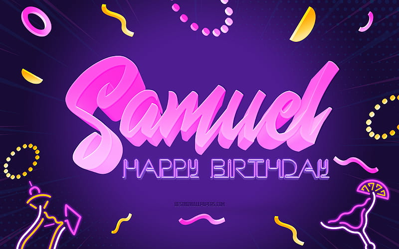 Happy Birtay Samuel Purple Party Background, Samuel, creative art, Happy Samuel birtay, Samuel name, Samuel Birtay, Birtay Party Background, HD wallpaper