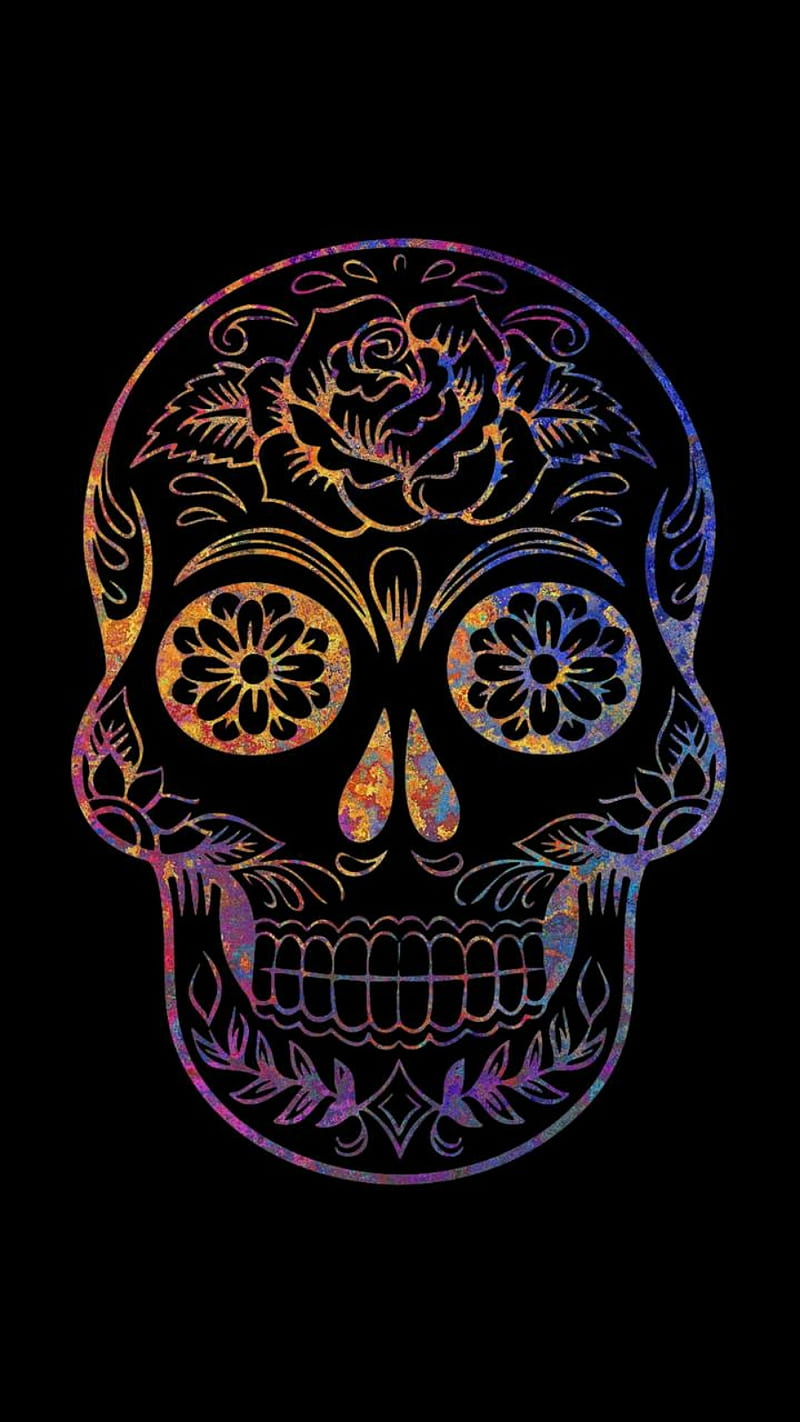 Sugar Skull Wallpaper  Rose Sugar Skull Background HD Png Download   Transparent Png Image  PNGitem