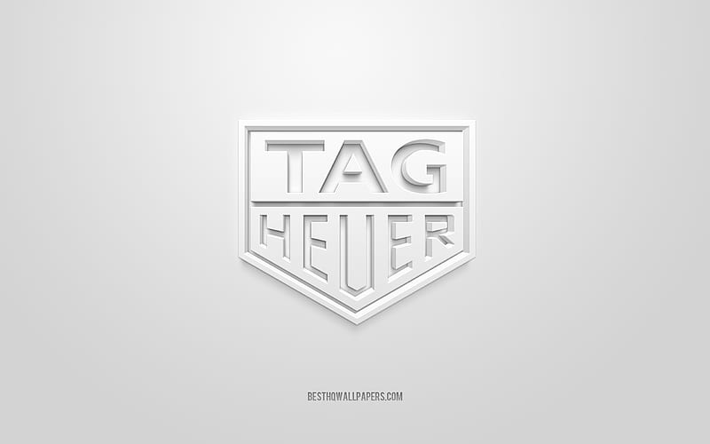 TAG Heuer logo, white background, TAG Heuer 3d logo, 3d art, TAG Heuer, brands logo, white 3d TAG Heuer logo, HD wallpaper