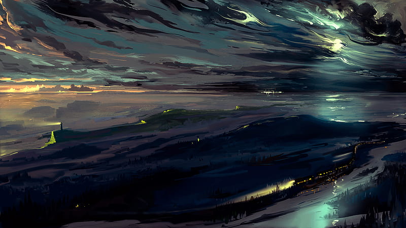 Night Train Illustration, HD wallpaper