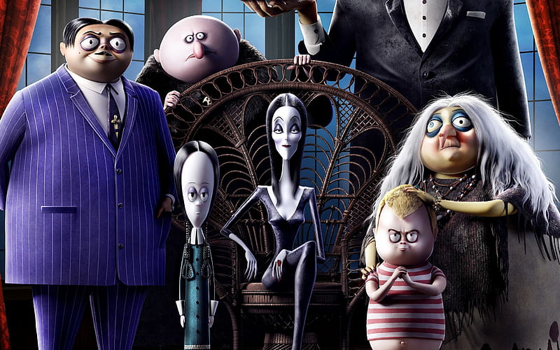 The Addams Family, 2019, poster, promotional materials, all characters, Morticia Addams, Pugsley Addams, Wednesday Addams, Gomez Addams, HD wallpaper