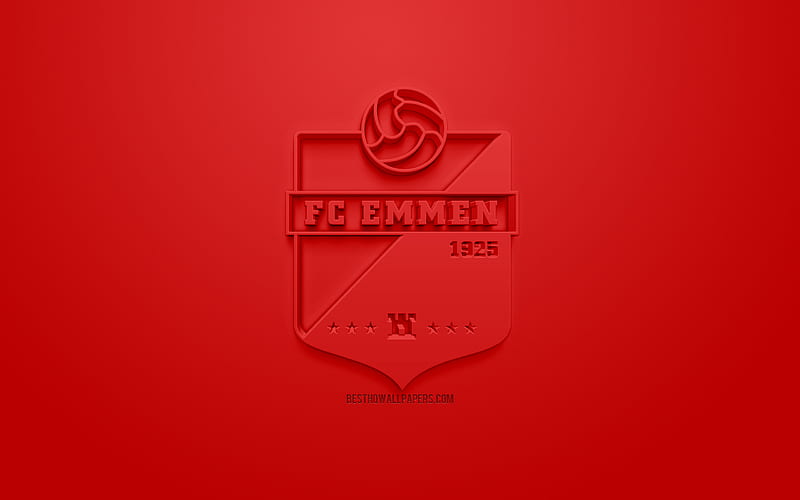 FC Emmen, creative 3D logo, red background, 3d emblem, Dutch football club, Eredivisie, Emmen, Netherlands, 3d art, football, stylish 3d logo, HD wallpaper