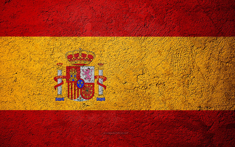Flag of Spain, concrete texture, stone background, Spain flag, Europe, Spain, flags on stone, Spanish flag, HD wallpaper