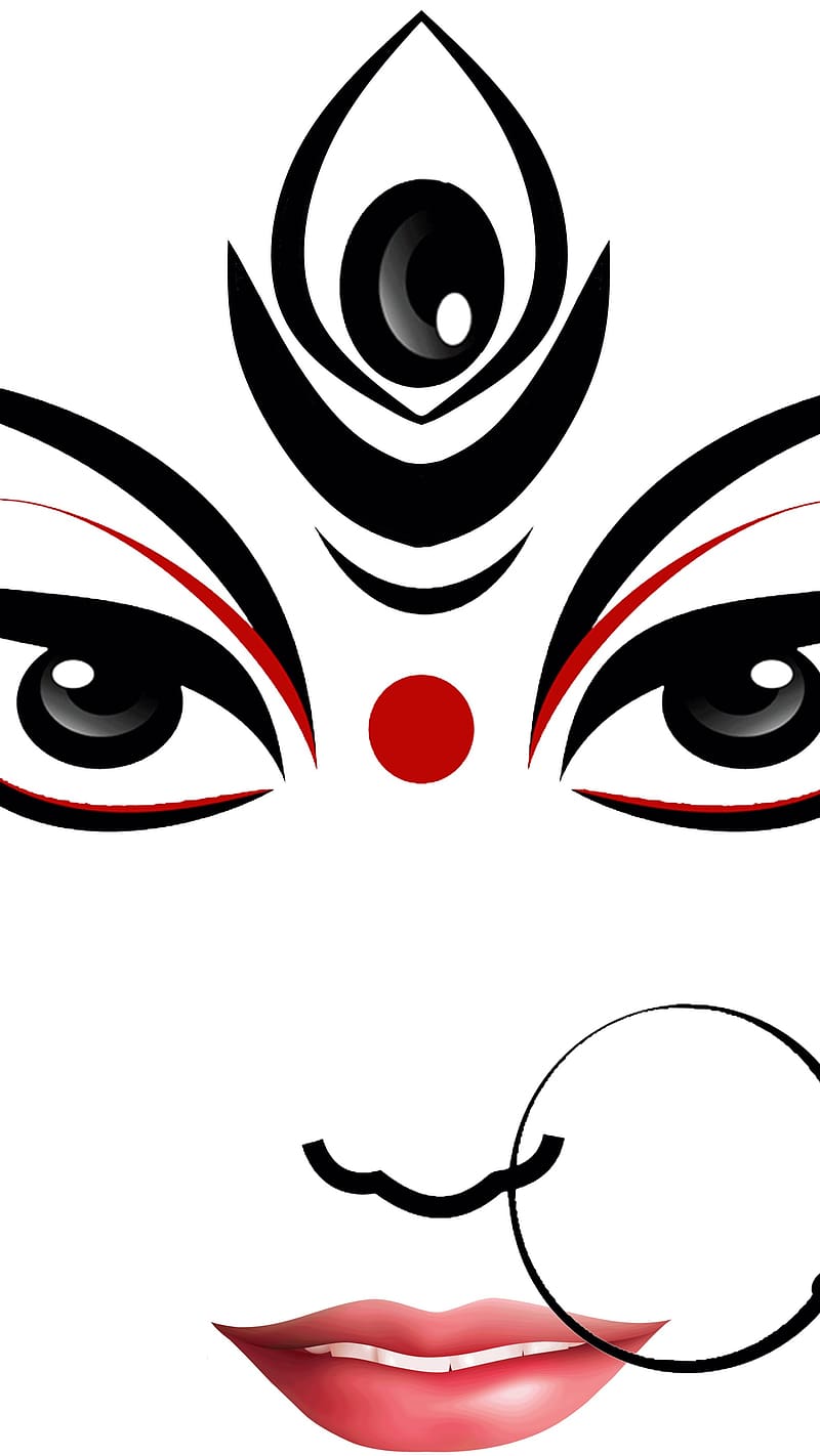 Premium Vector | Shubh navratri hindi calligraphy and goddess durga face symbol  logo | Happy navratri, Doodle art, Symbol logo