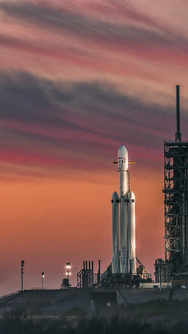 Falcon Heavy, falcon9, shuttle, space, spacex, sunset, HD phone wallpaper